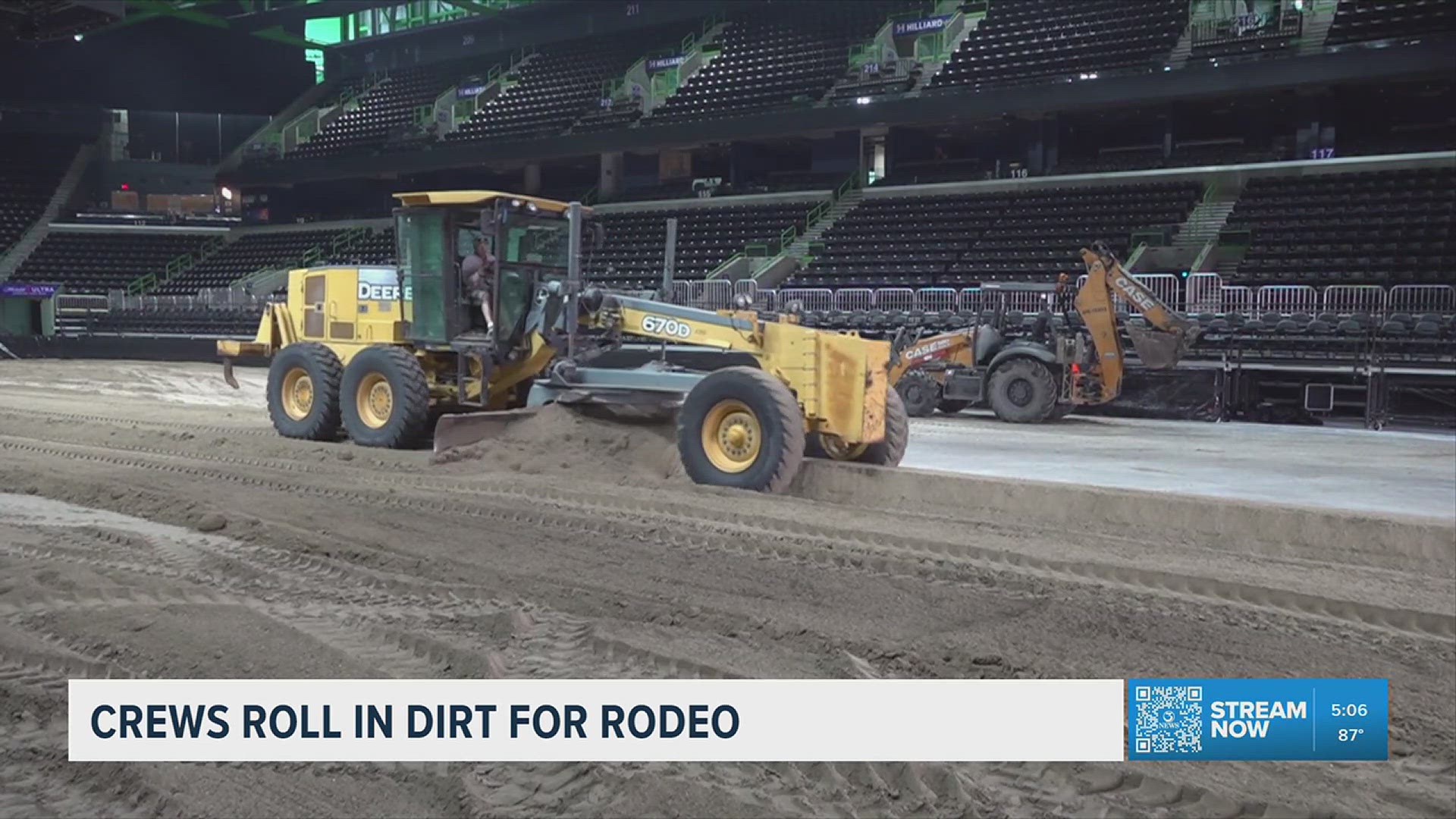 Crews roll in dirt for the rodeo