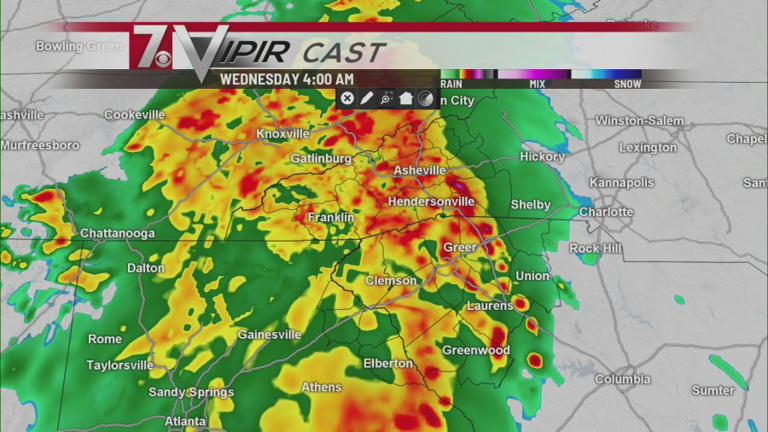 More heavy rain expected in Upstate early Wednesday morning