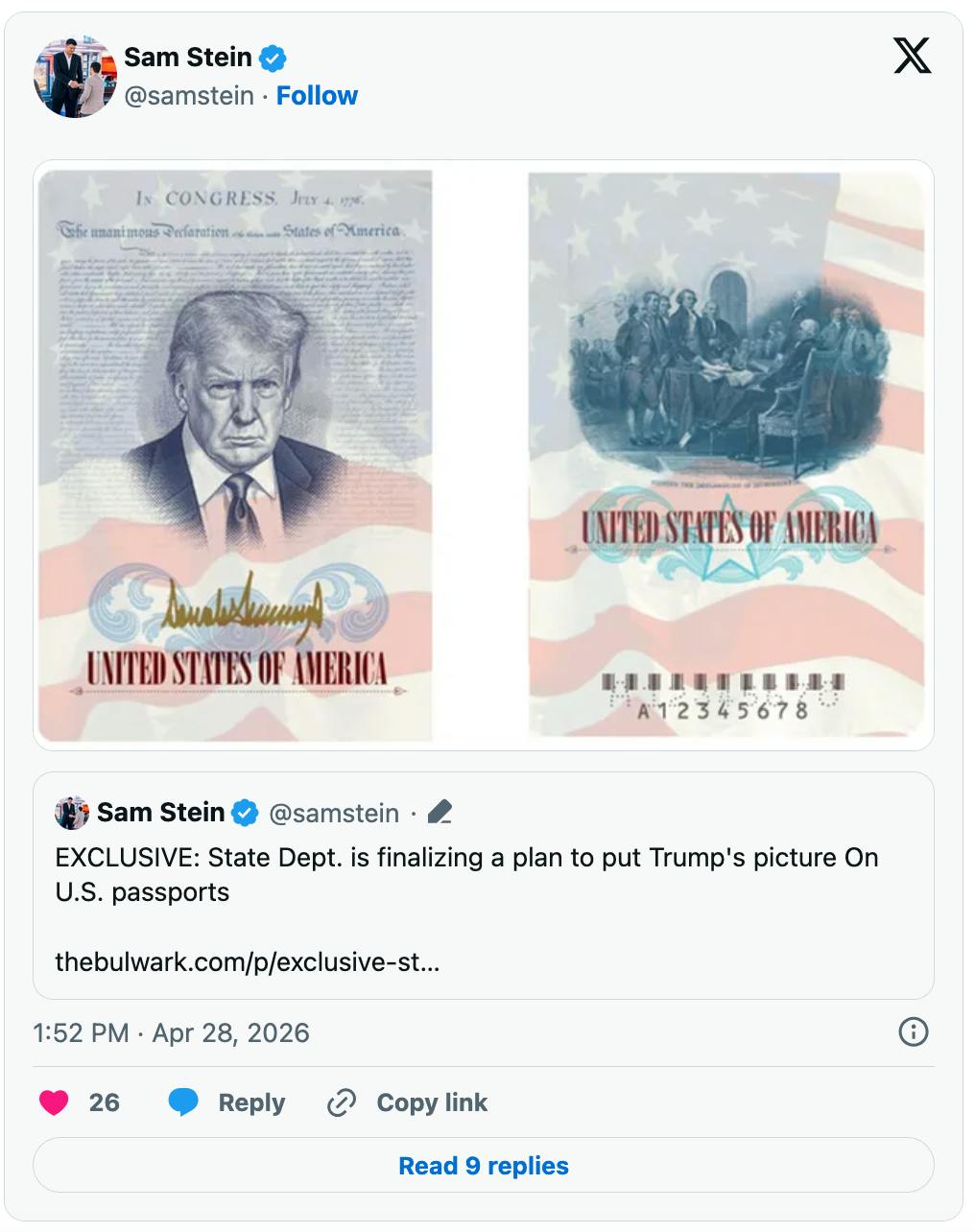 Trump prepares to put his face on every US passport