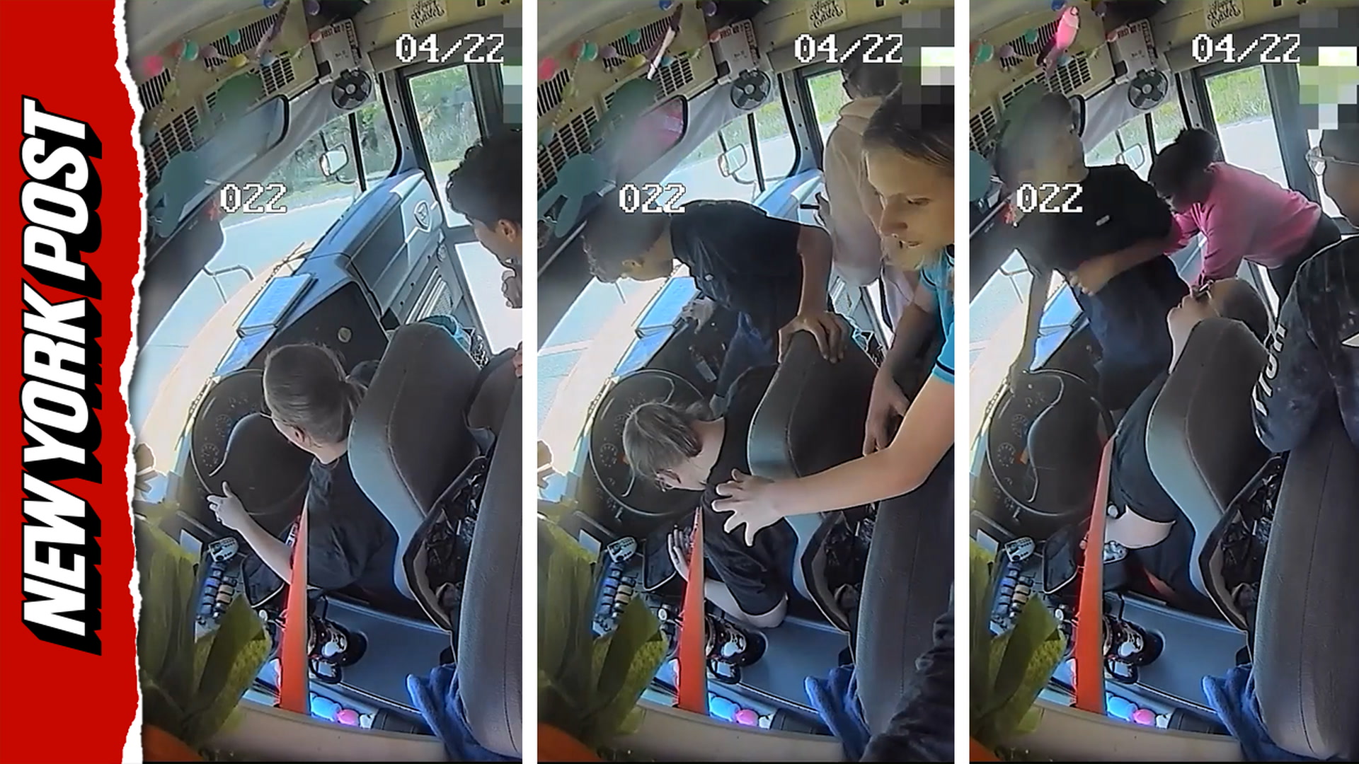 Scary moment middle school students save bus driver after she goes ...