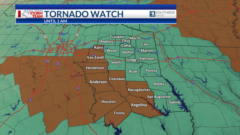 Tornado watch issued for parts of East Texas
