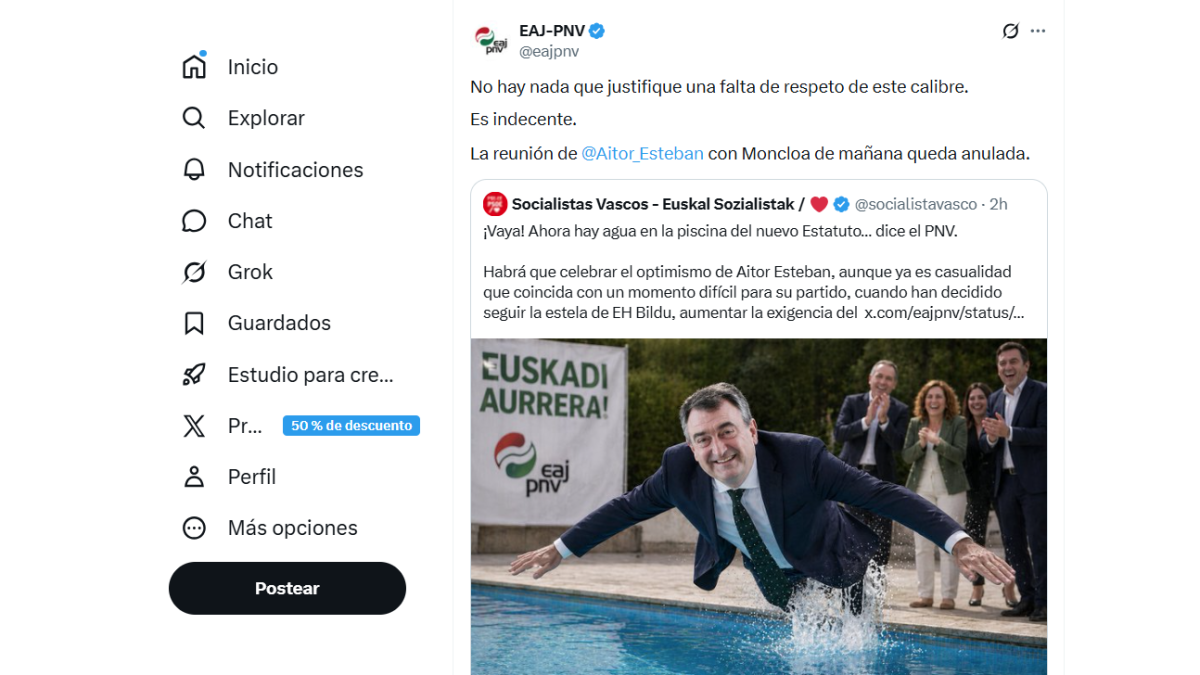 El PNV cancela la reunión de Aitor Esteban con Moncloa después de que ...
