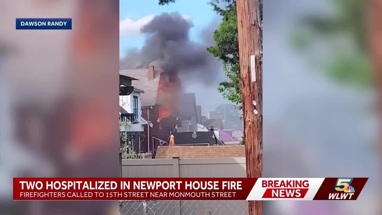 Officials: 2 hospitalized after massive house fire in Newport