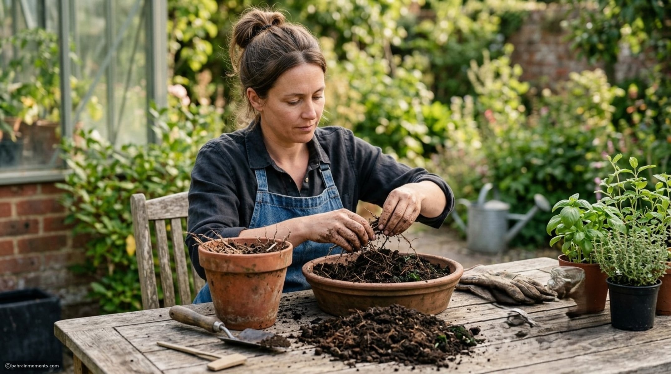Should you remove old potting soil from pots before adding new plants?