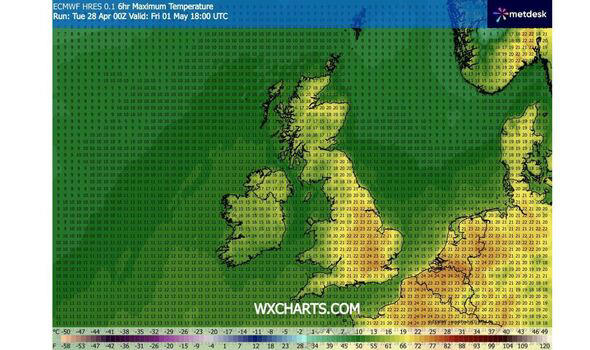 UK weather maps show exact date 25C scorcher hits Britain - 8 hottest ...