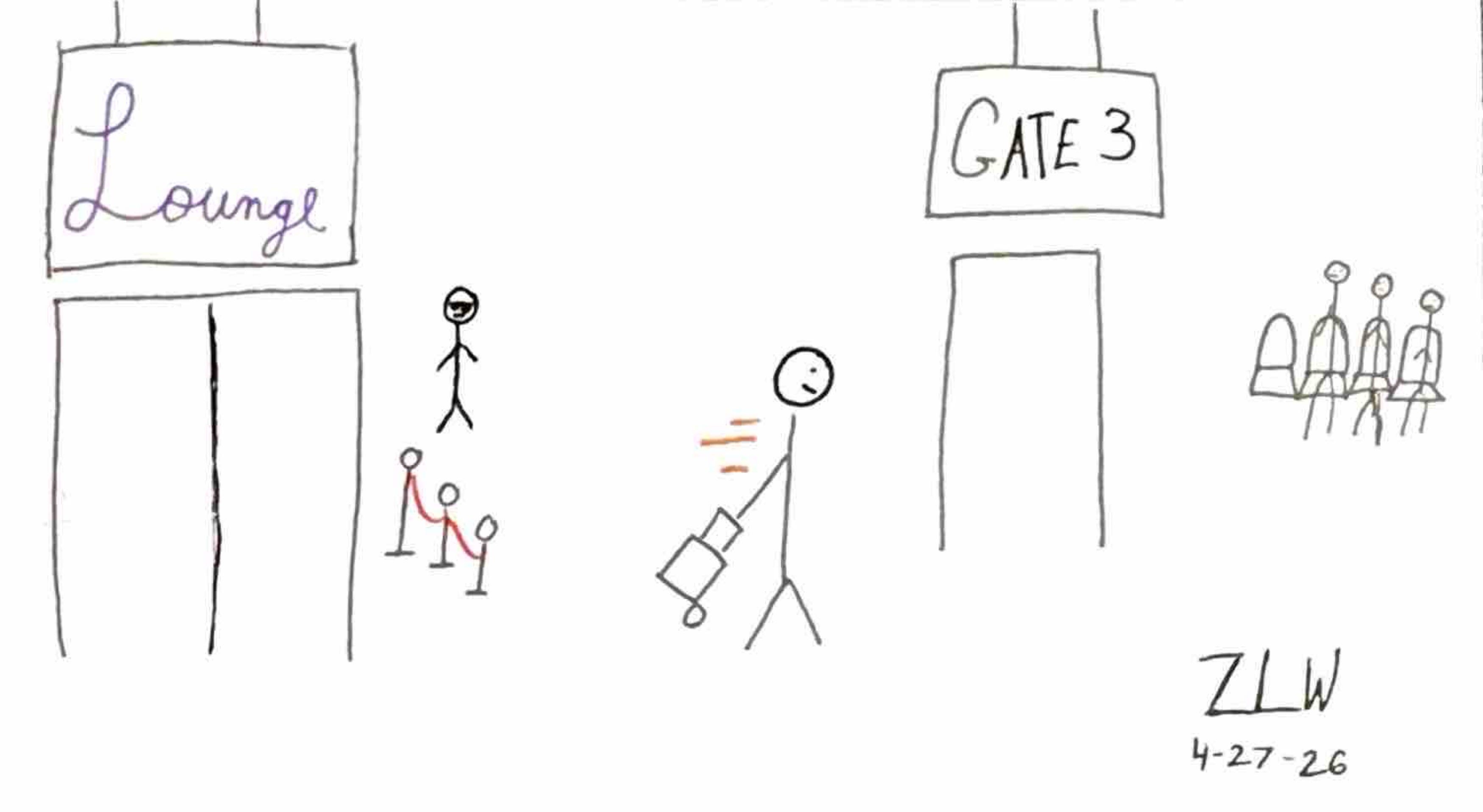 These days I prefer to be among the people in the airport concourse.