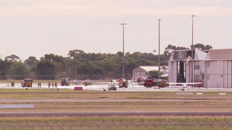 The light plane crashed at Parafield Airport this afternoon.