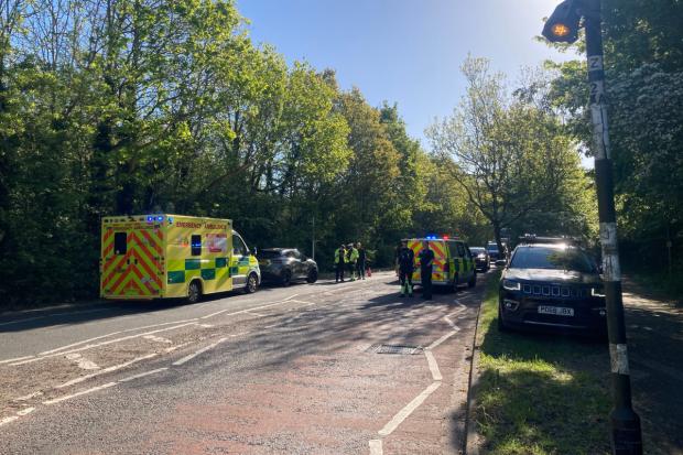 Emergency services on scene of crash on major route