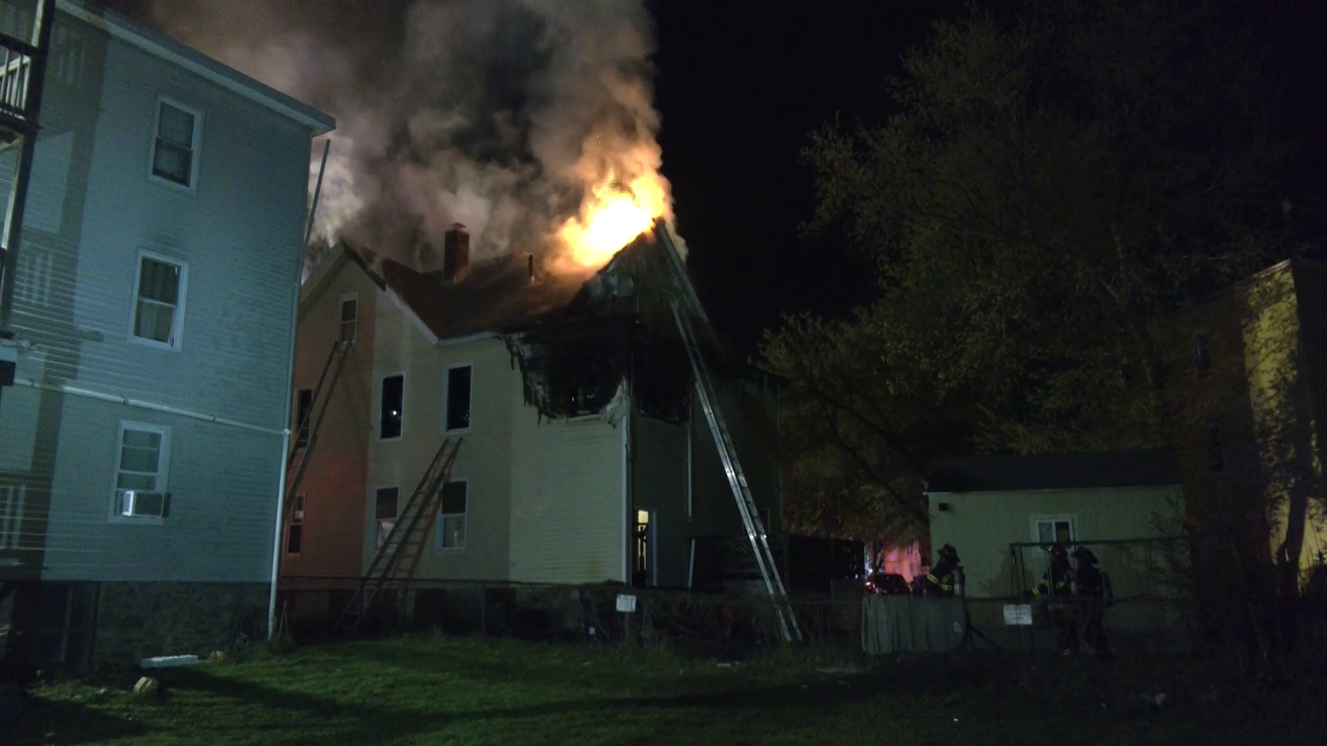 Crews battle 3-alarm fire in Southbridge, Massachusetts