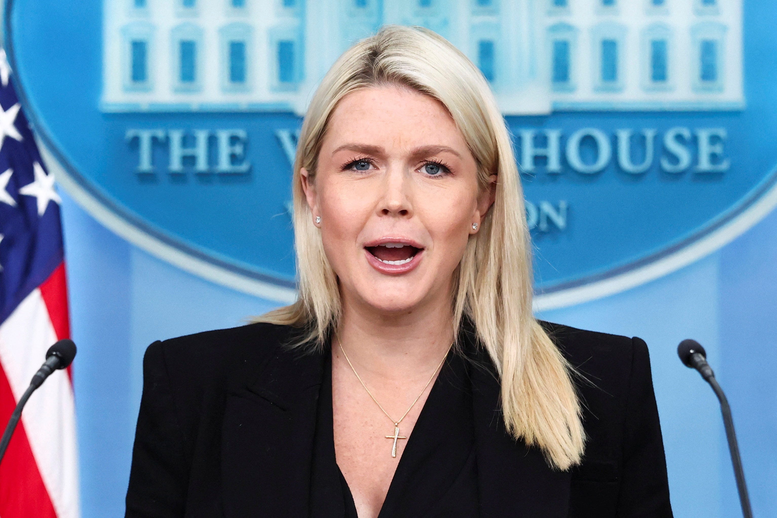 White House press secretary Karoline Leavitt holds a briefing at the White House in Washington, D.C., U.S., April 27, 2026.
