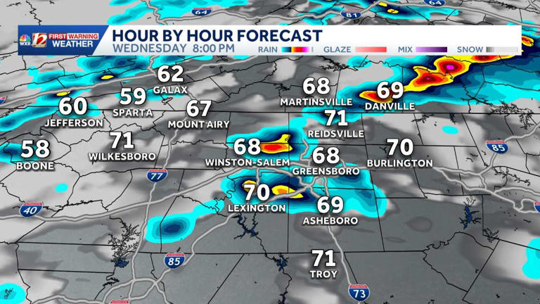 Wednesday hour-by-hour forecast for severe weather risk
