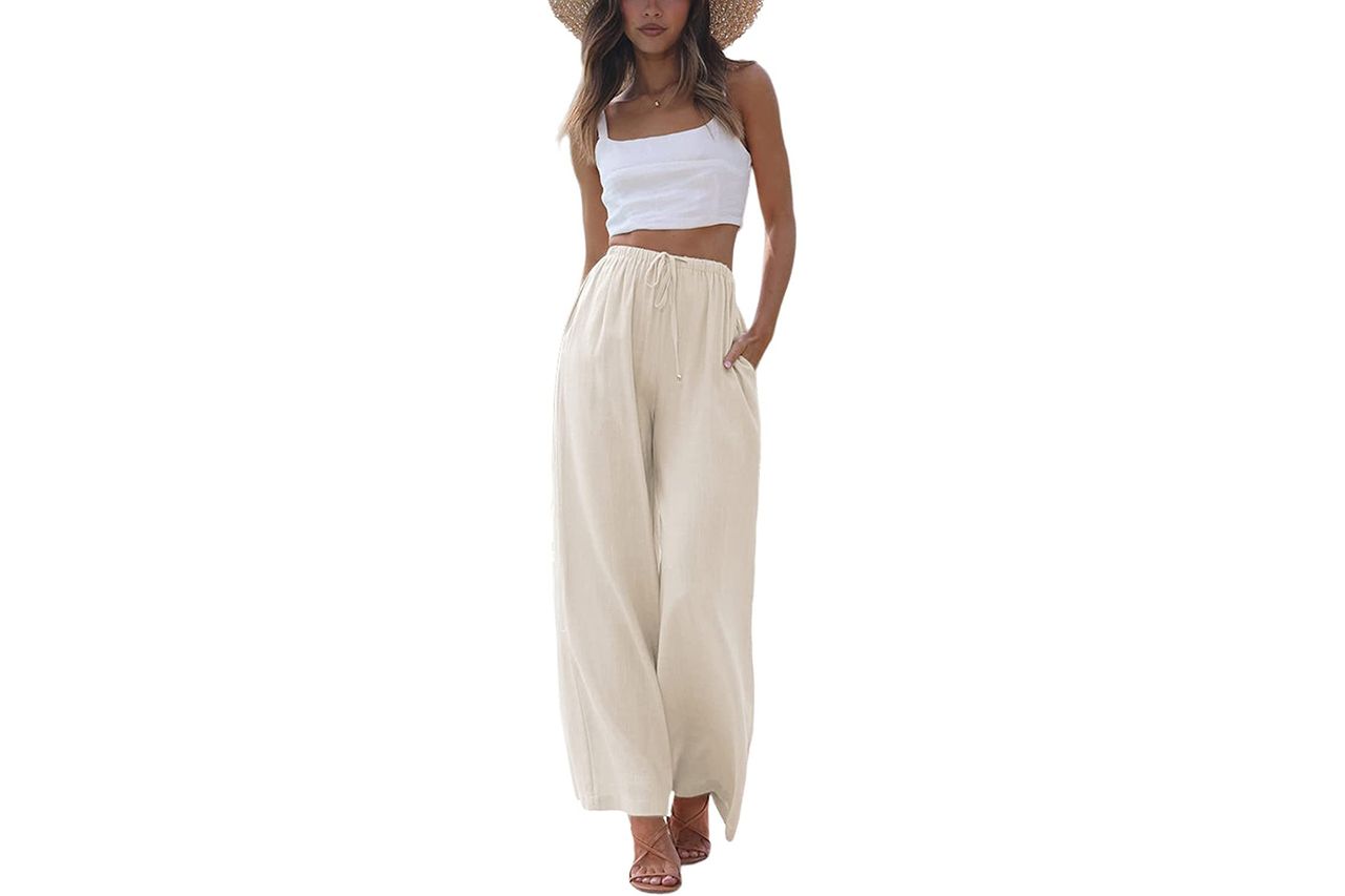 Faleave Women's Cotton Linen Palazzo Pants