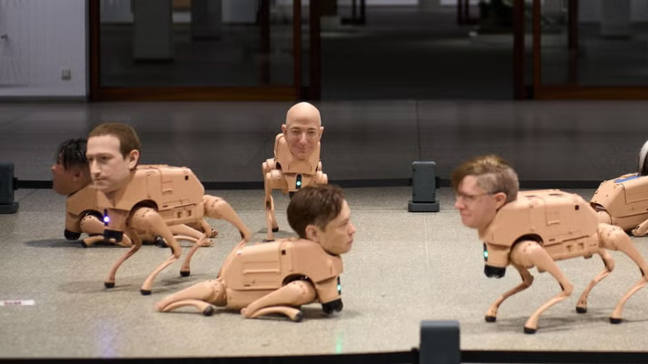 Billionaires turned AI dogs: Robot dogs with Elon Musk, Jeff Bezos and ...