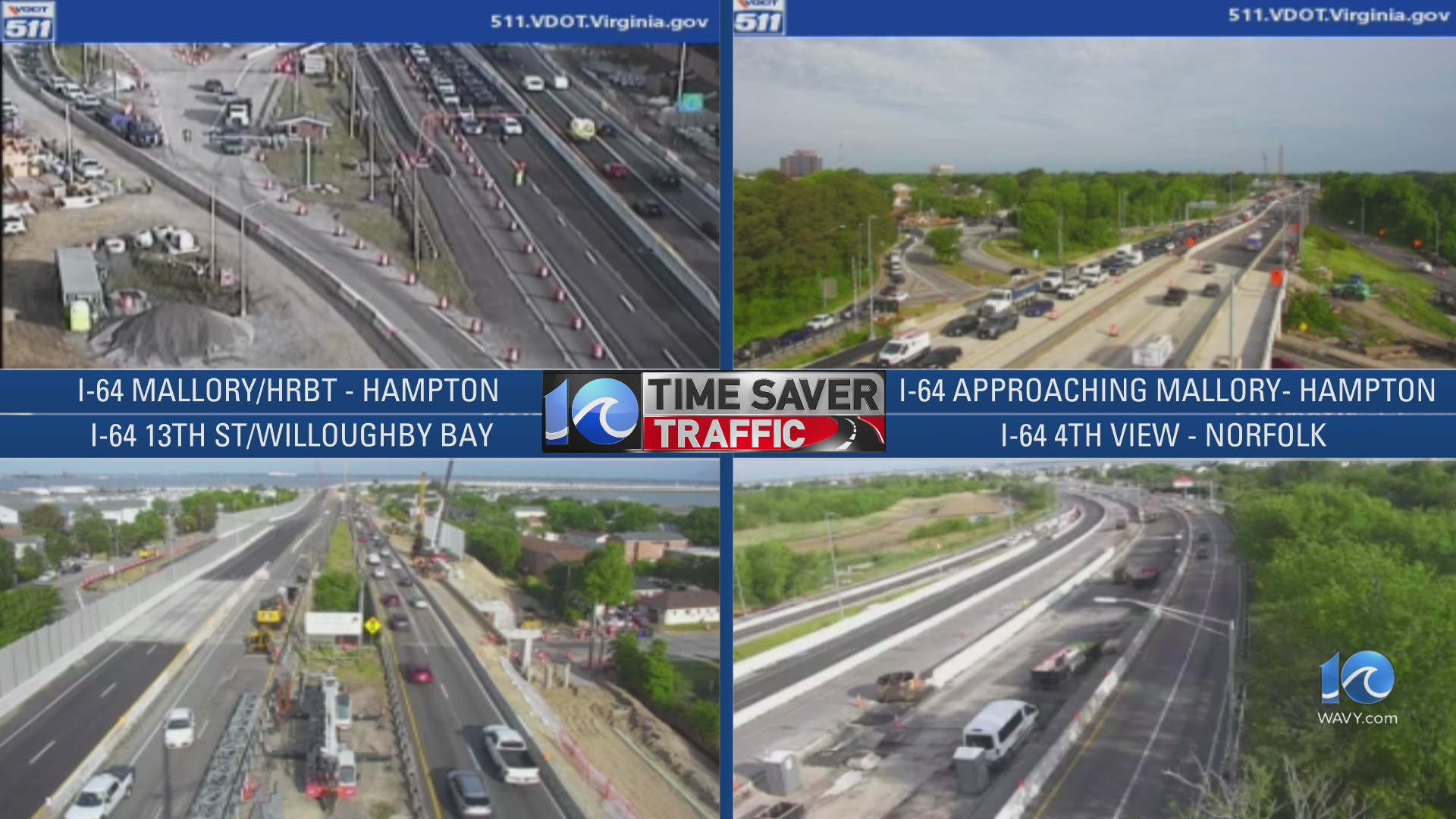 All eastbound lanes closed on I-64 at HRBT after multi-vehicle crash
