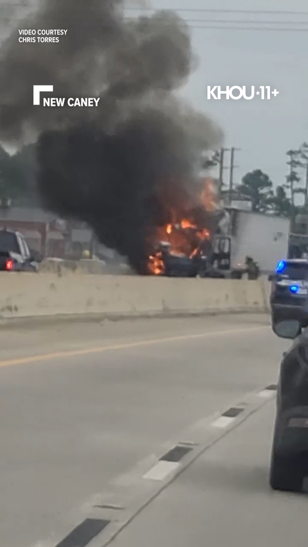 Watch: New Caney big rig fire shut down lanes on the Eastex Freeway ...