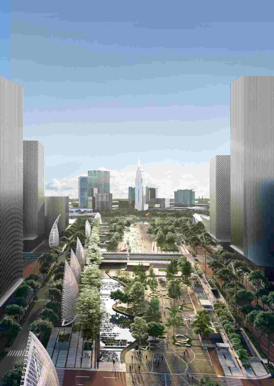 Một phối cảnh Quảng trường trung tâm ở Thủ Thiêm. Ảnh: Sở Xây dựng TPHCM