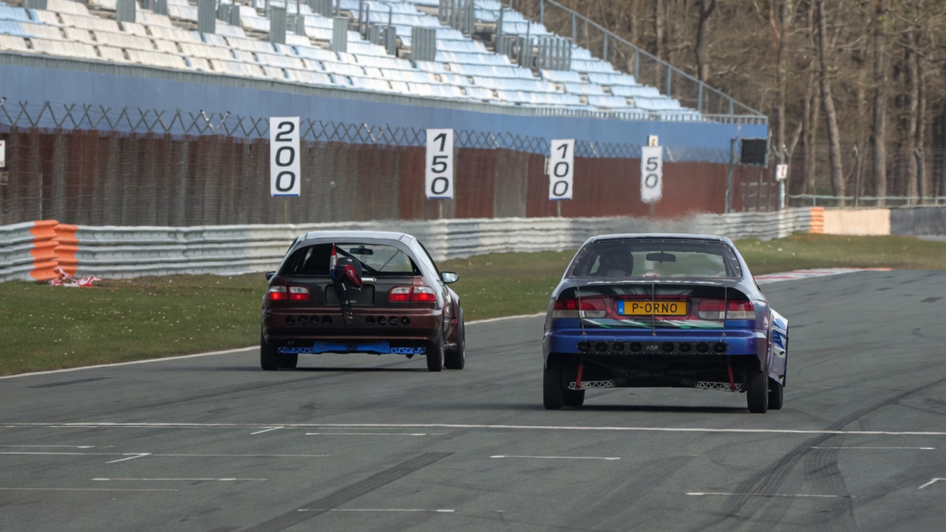 Old school civics battle down the straight
