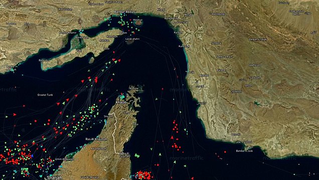 Ship map shows vessels starting to pass through Strait of Hormuz