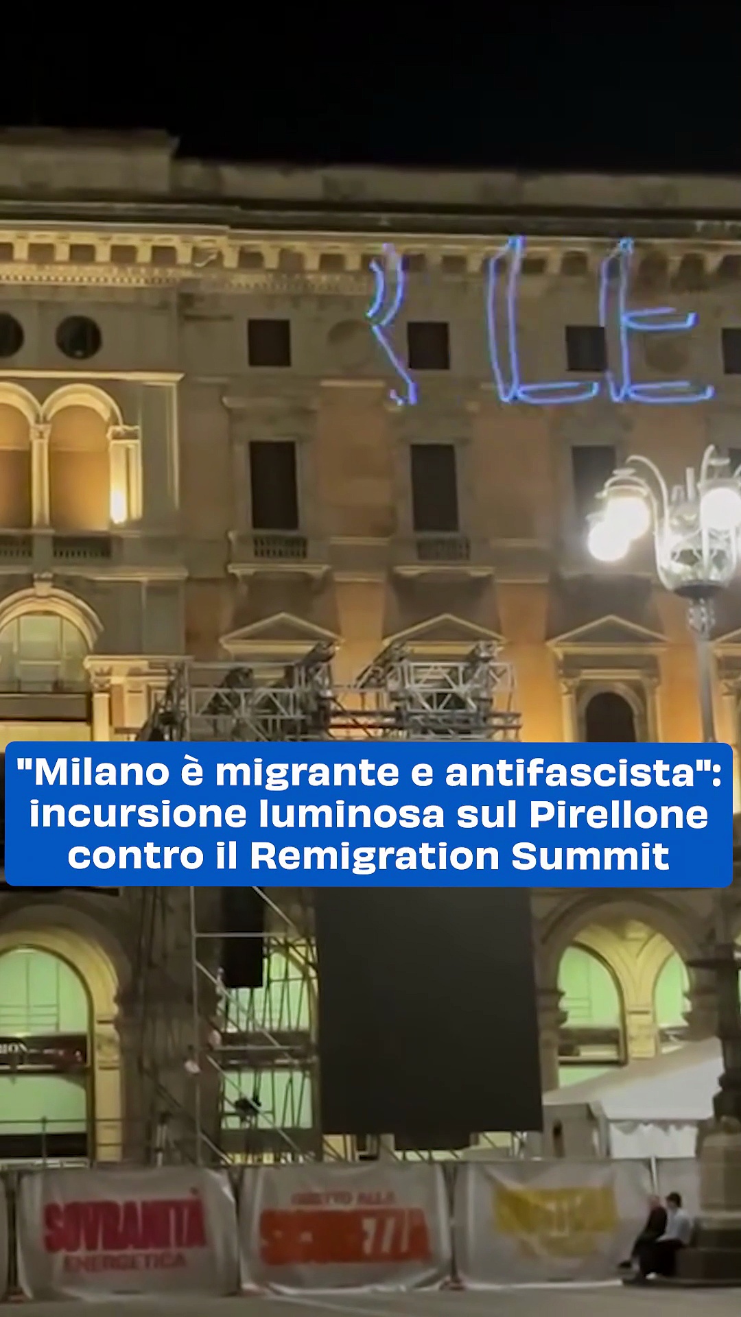Milano è migrante e antifascista: incursione luminosa sul Pirellone ...