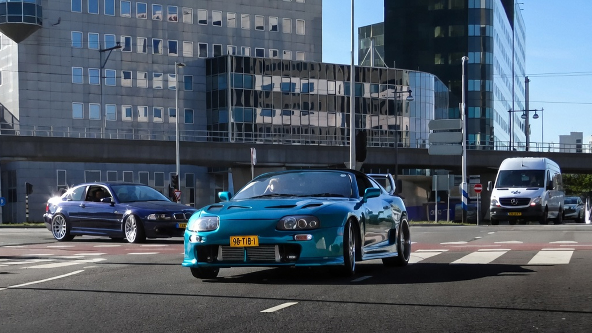 Toyota Supra wild sounds and almost slips when accelerating on public road