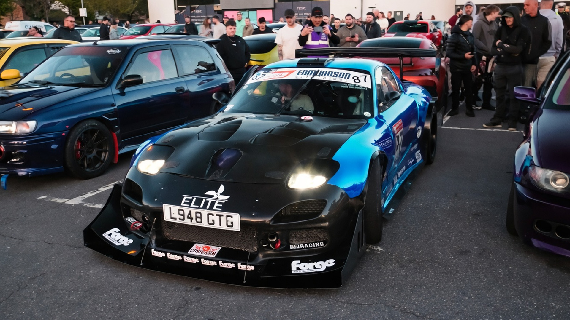 Road legal Mazda RX7 widebody steals the spotlight at car meet