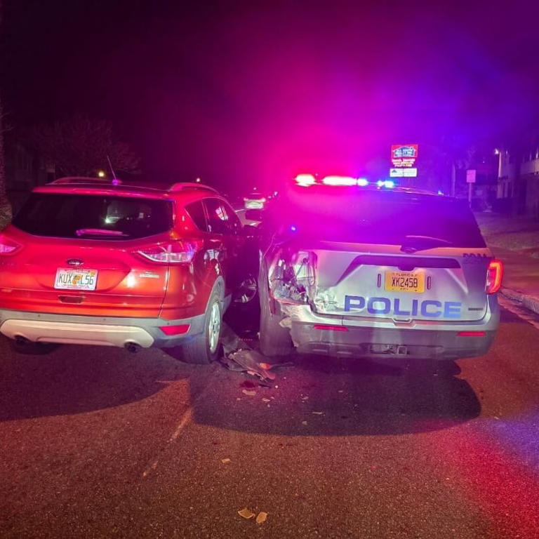 Watch: Drunk driver slams into Jacksonville Beach police officer’s vehicle