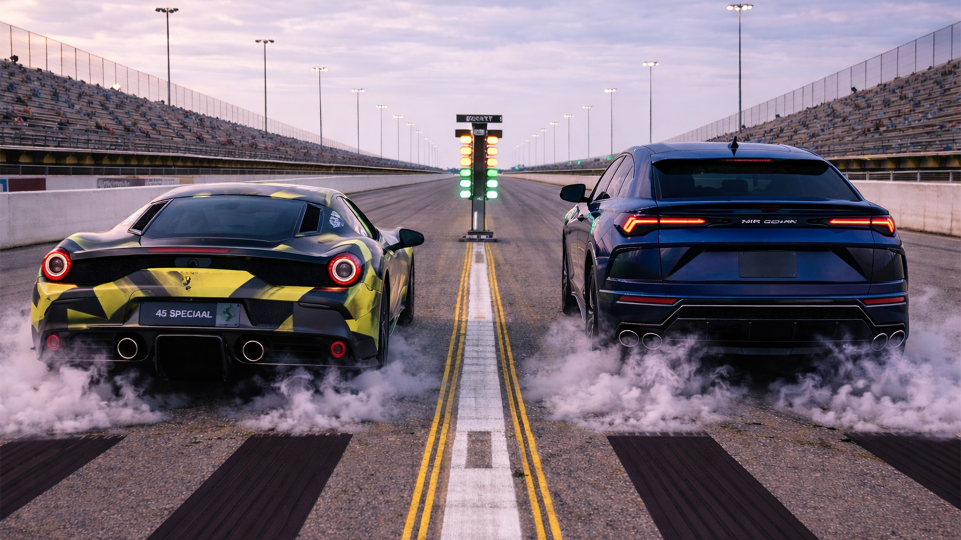 Ferrari 458 Speciale vs Lamborghini Urus drag race