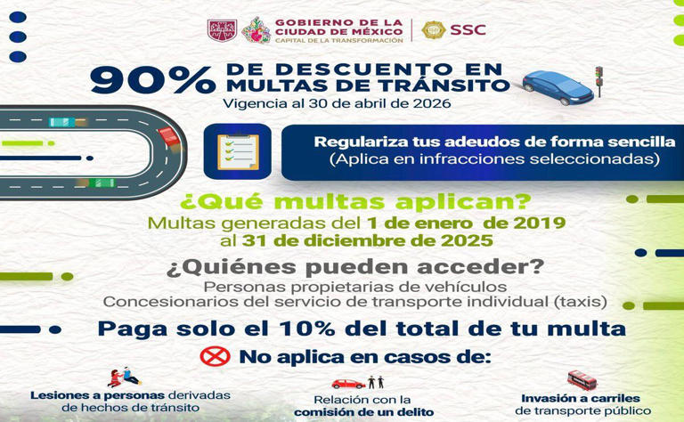 Cómo obtener descuento del 90% en multas de tránsito en CDMX