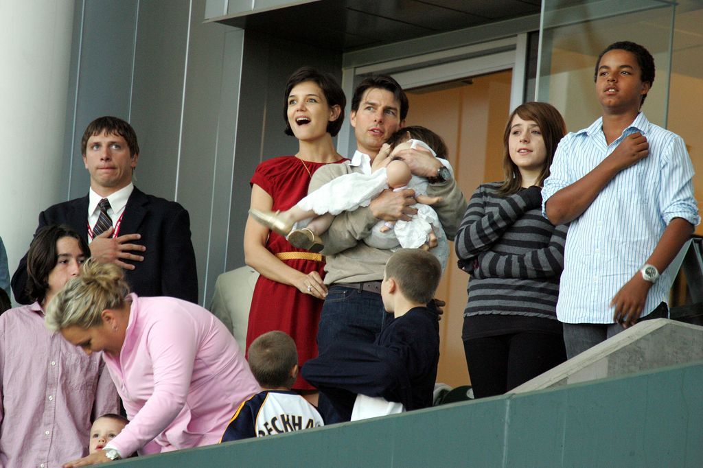 The ultimate A-list playdate: Before the high-profile estrangements, the Cruise-Holmes clan was a fixture at major events. Here, Tom and Katie enjoy a family afternoon in 2008 with all three of Tom’s children and the Beckham sons at the Home Depot Center.