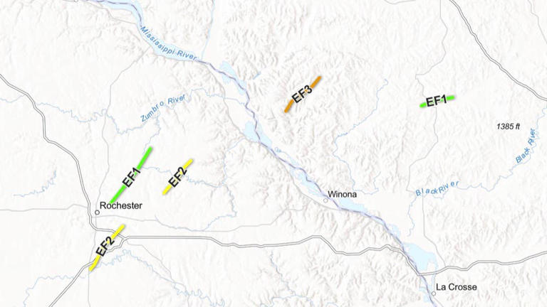 Wind speeds hit 130 mph during tornado outbreak near Rochester