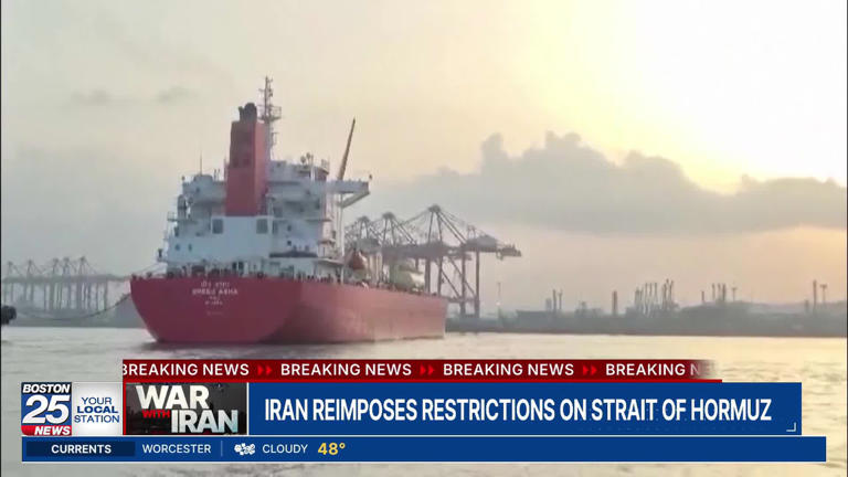 Iran says it has closed Strait of Hormuz again over US blockade