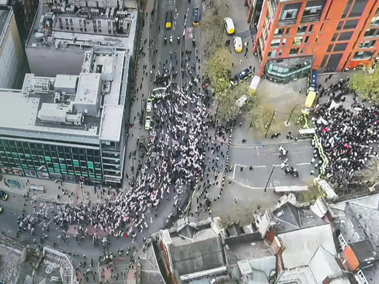 Hundreds at Britain First demo and counter demo in Manchester