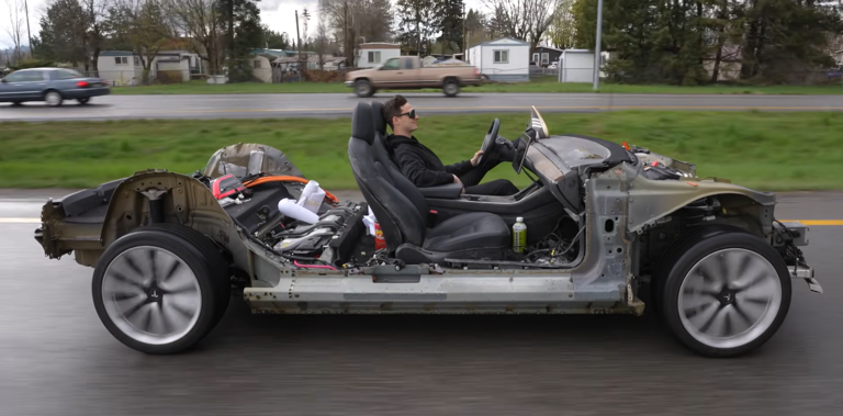 Bare-bones Tesla Model 3 bought for $2,000, jumped, drifted and off ...