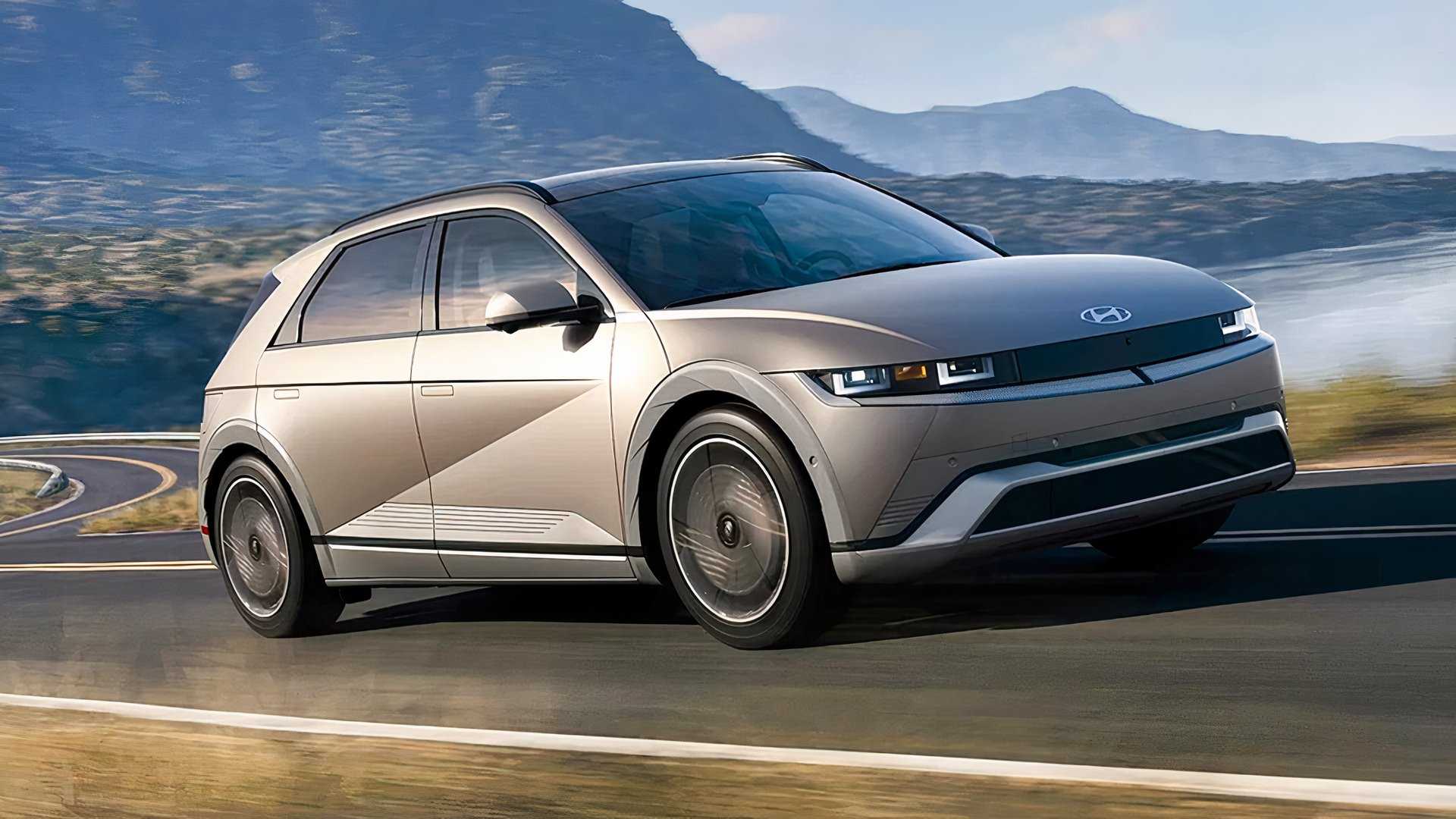 An image of a 2026 Hyundai Ioniq 5 in motion
