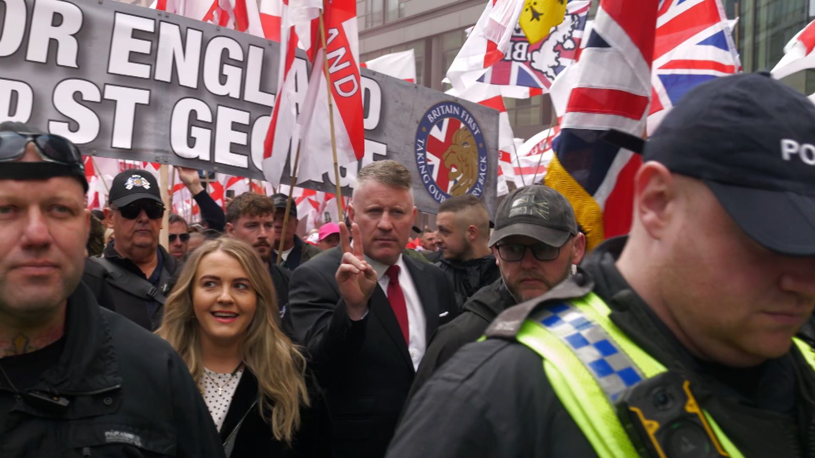 Hundreds gather in Manchester at Britain First march and counter demo