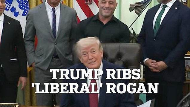 Trump ribs 'little bit liberal' Rogan at drug bill signing