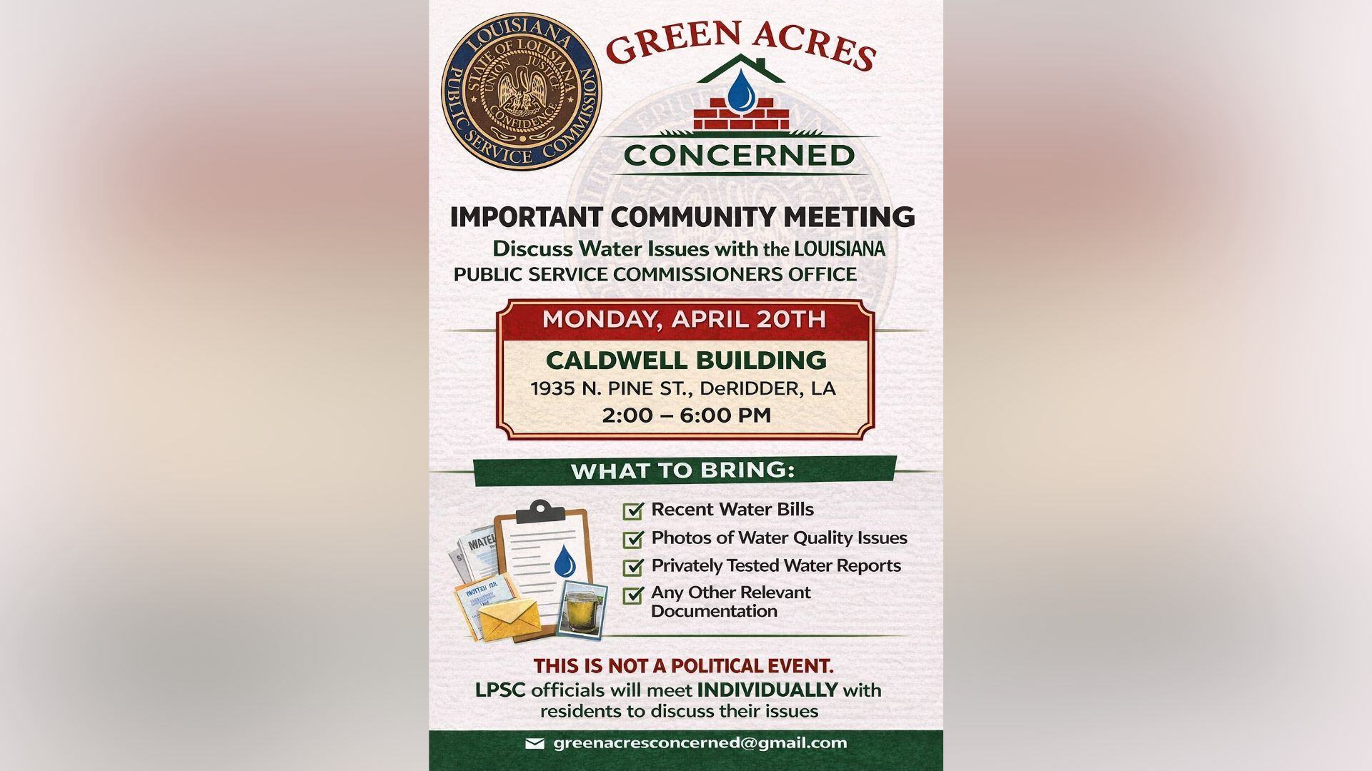 DeRidder subdivision invited to meet with LPSC to discuss water quality