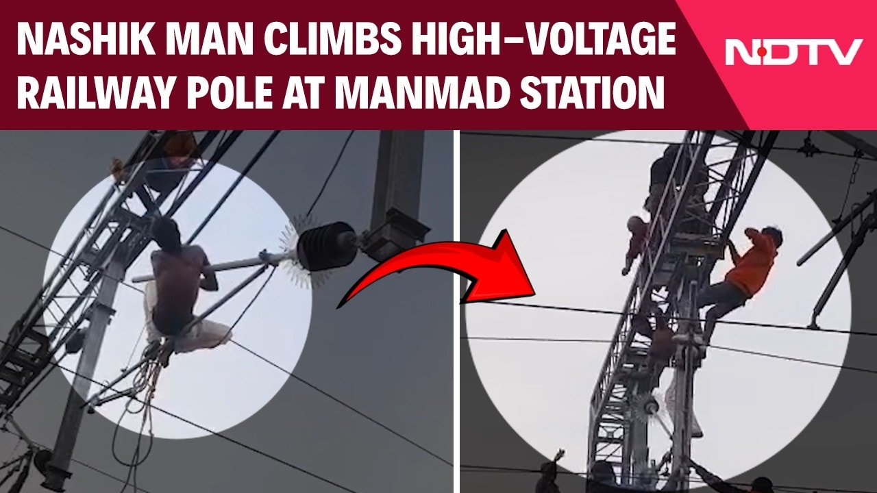 Maharashtra news | Nashik: Man climbs high-voltage railway pole at ...