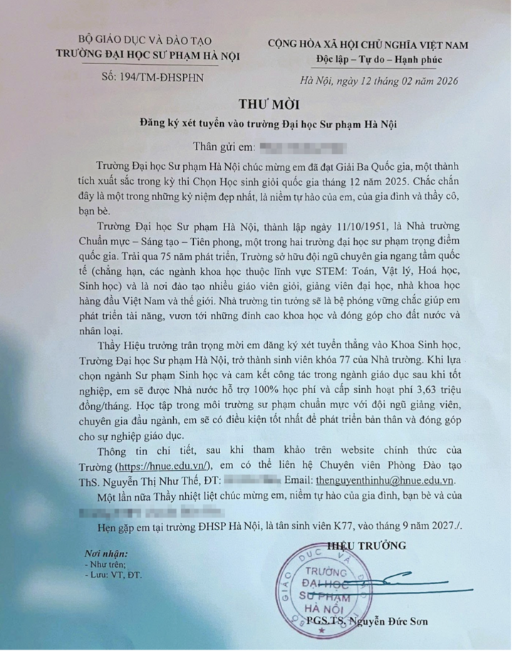 Hiệu trưởng ĐH Sư phạm Hà Nội mời đích danh học sinh đăng ký xét tuyển thẳng từ lớp 11
