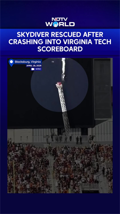 US news | Skydiver rescued after crashing into Virginia Tech scoreboard