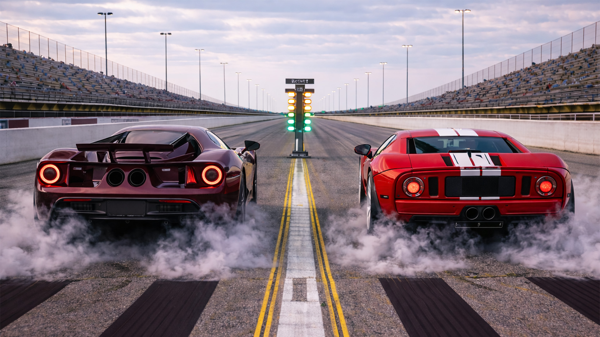 Classic Ford GT vs new Ford GT drag race