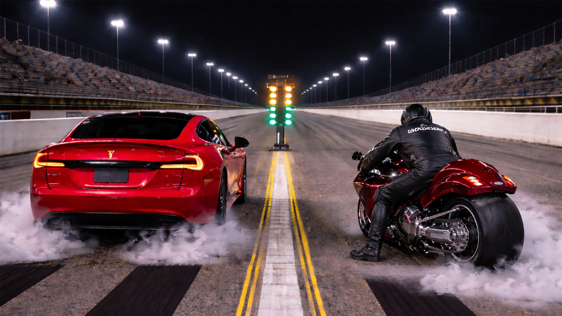 Tesla Model S Plaid vs modified Suzuki Hayabusa drag race