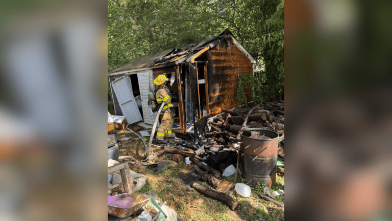 Shed damaged after grill sparked fire in Chesterfield