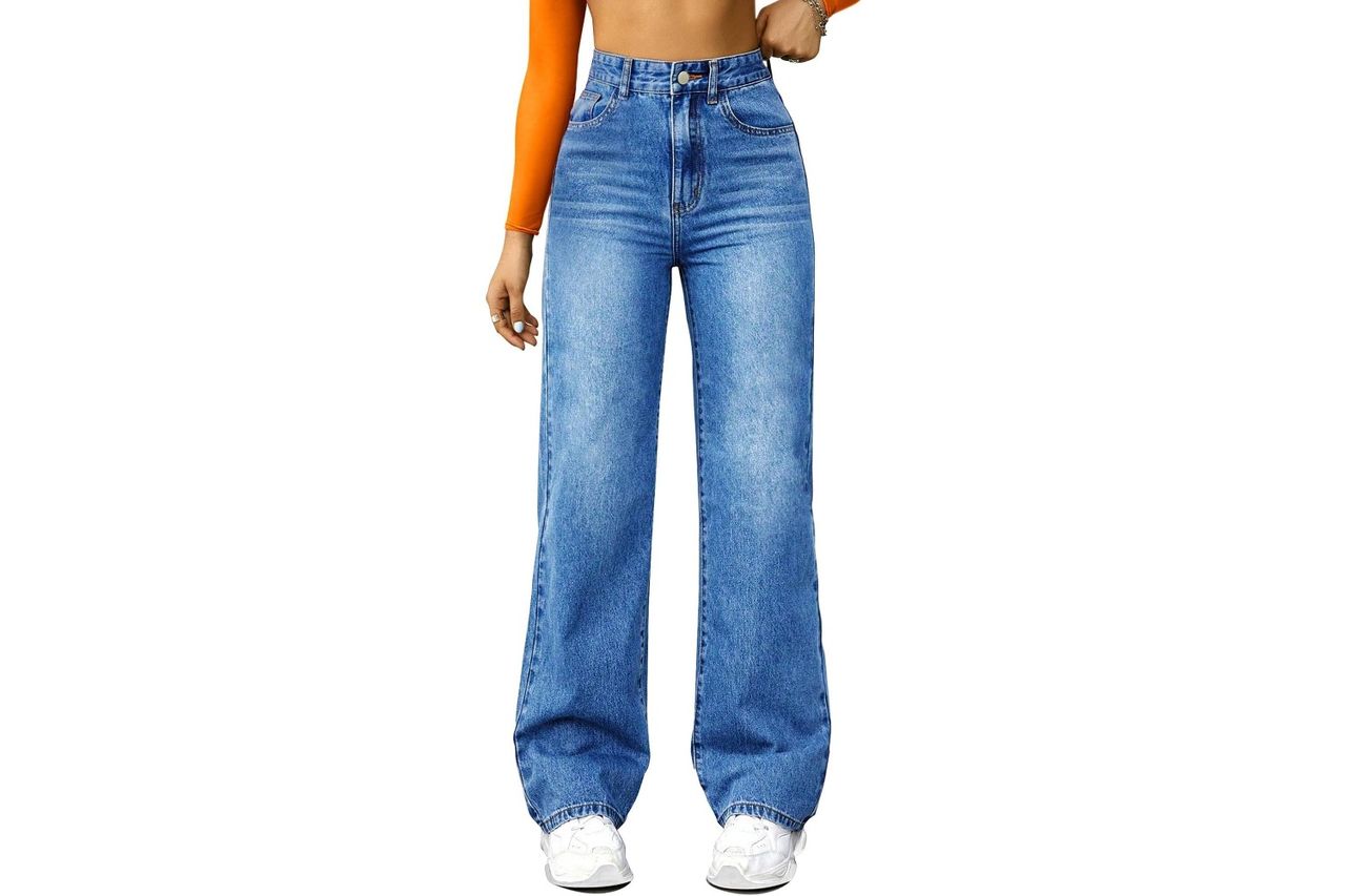 FUNUCA Straight Leg Jeans for Women,High Waisted Wide Leg Loose Microelastic Boyfriend