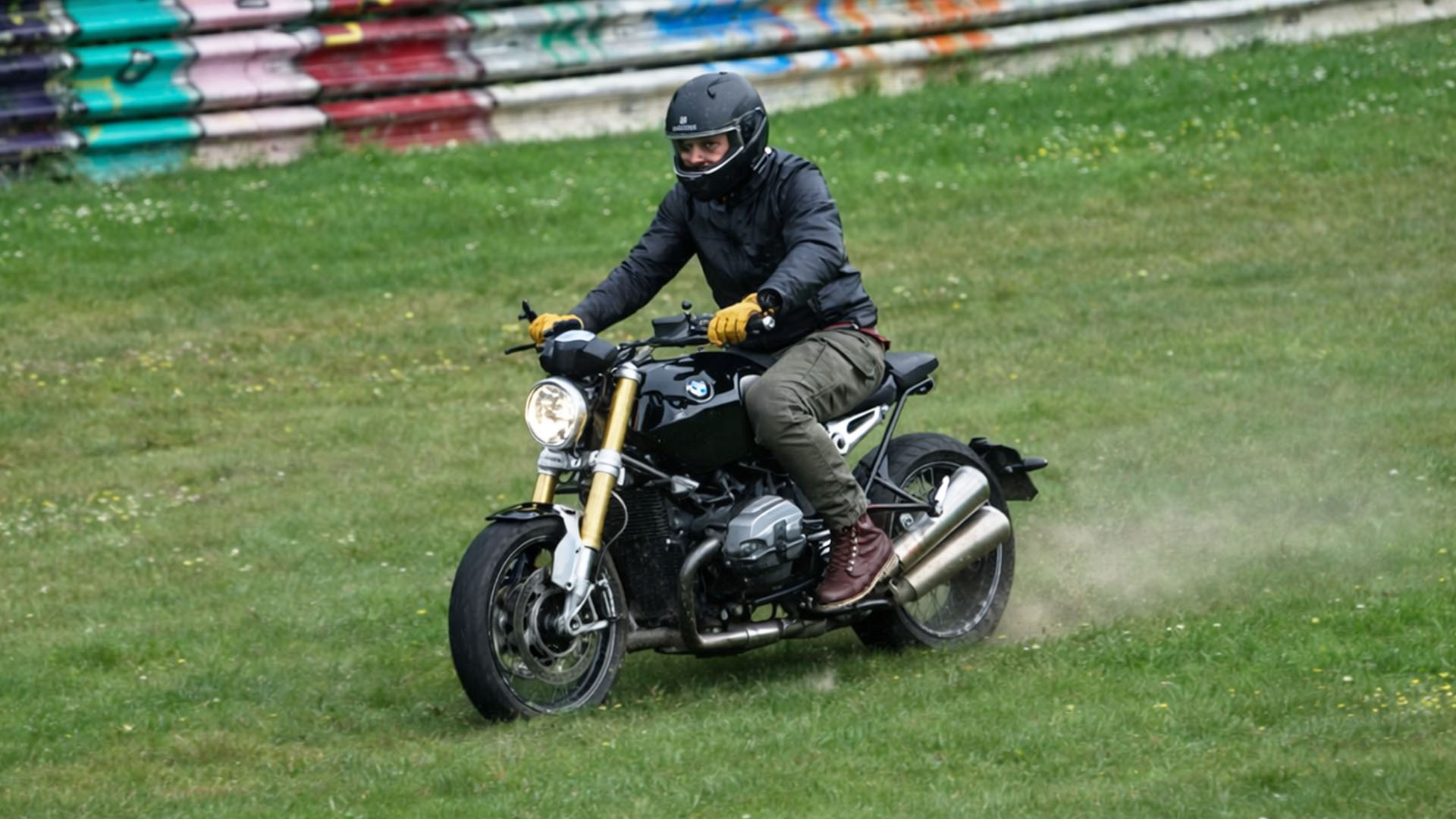 Rider leaves track edge and continues without losing full control