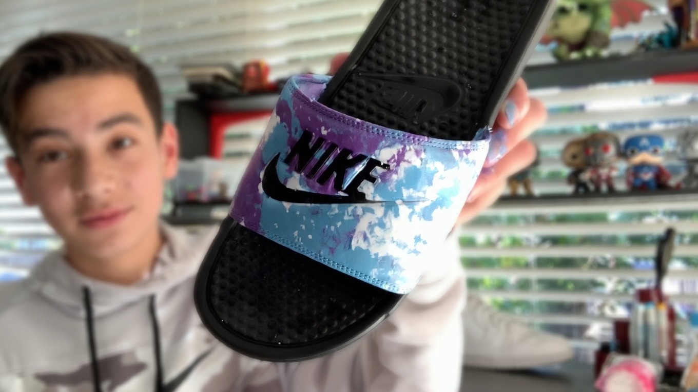 Nike slides get a custom hydro dipped finish