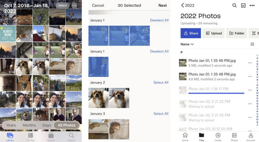 Moving images from a mobile phone to Dropbox to clear out space