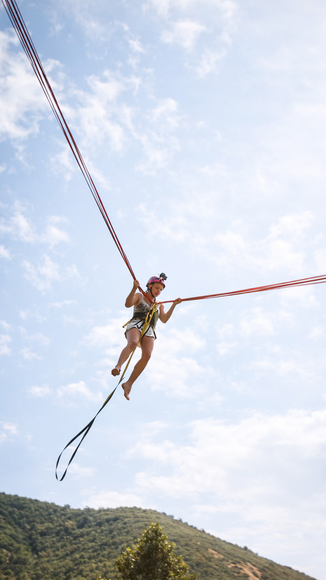 A giant slingshot ride that builds intensity
