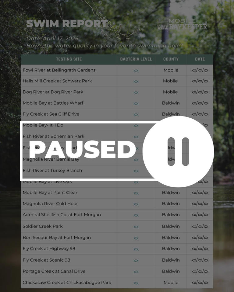 Mobile environmental group says its pausing its program to check water ...