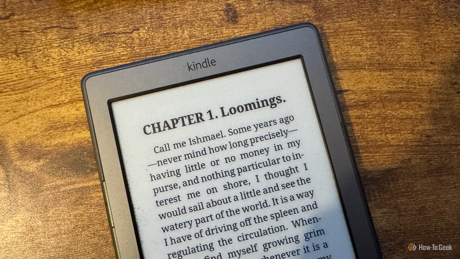 The opening lines of Moby Dick in KOReader on a Kindle 4.